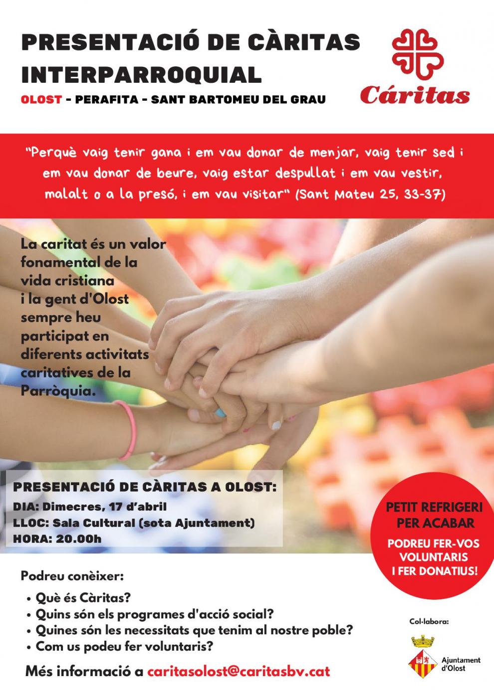Presentació de Càritas a  Olost